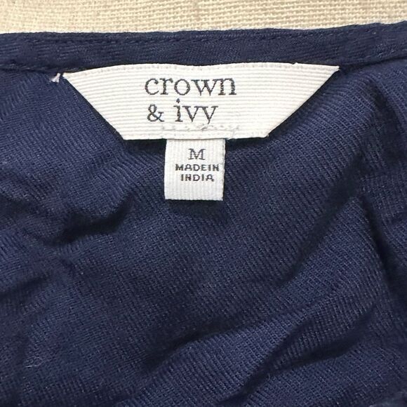 Nwt Crown & Ivy Blue and White Tie Front Sailor Collar Blouse - Picture 3 of 6